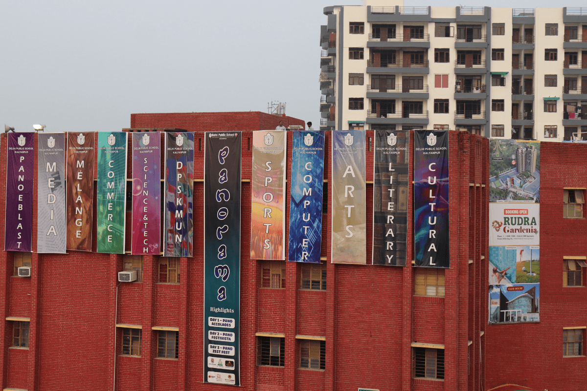 Blue gradient background with subtle shapes