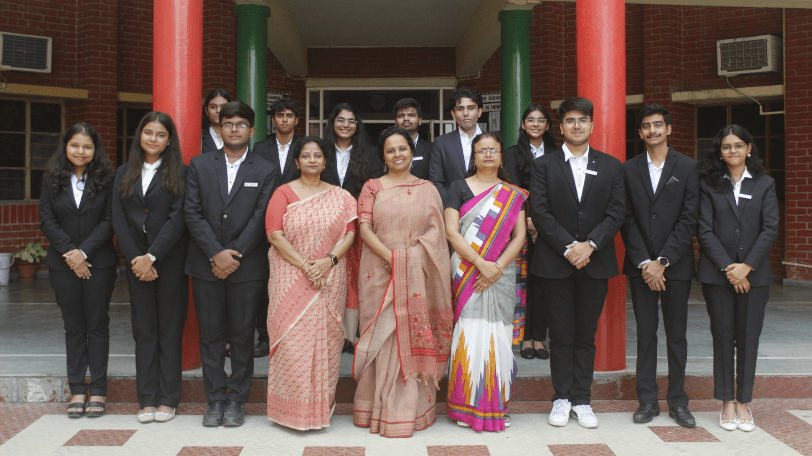 Blue gradient background with subtle shapes